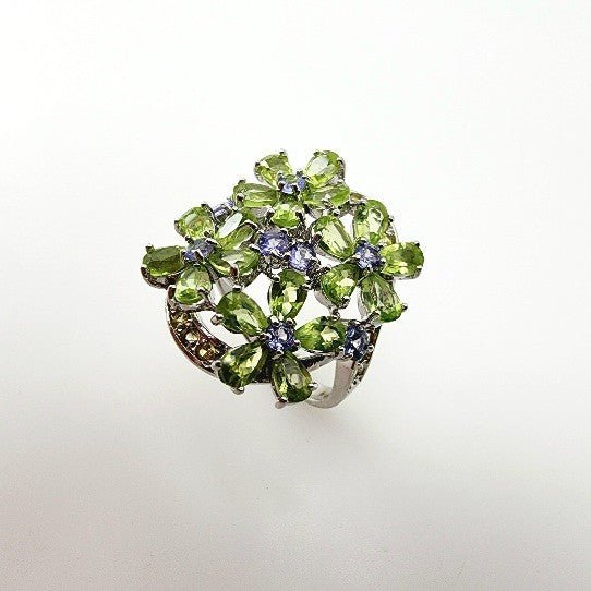 Anillo de Tanzanita, Peridoto y zafiro amarillo - Anillos