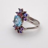 Anillo de Topacio Azul, amatista, iolitas y turmalina rosa - Anillos