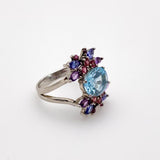Anillo de Topacio Azul, amatista, iolitas y turmalina rosa - Anillos