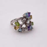 Anillo de Topacio Azul, Citrino, Amatista y Peridoto - Anillos