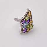 Anillo de Topacio Azul, Citrino, Amatista y Peridoto - Anillos