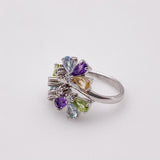 Anillo de Topacio Azul, Citrino, Amatista y Peridoto - Anillos