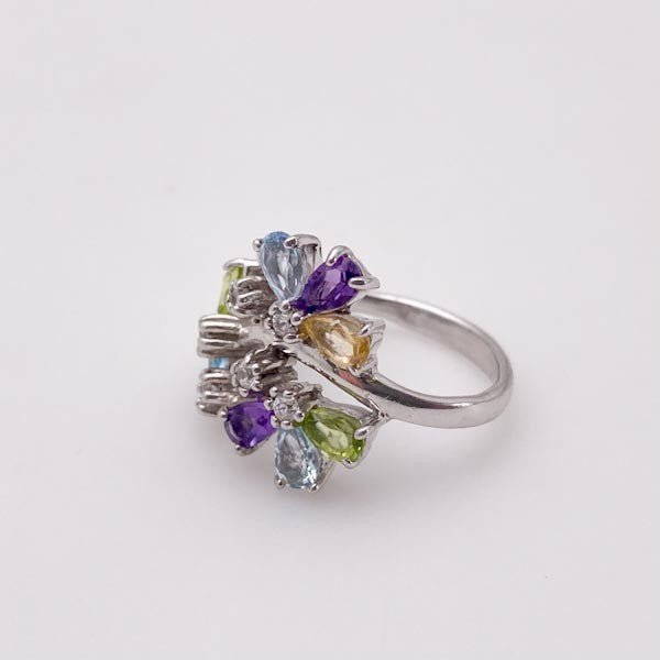 Anillo de Topacio Azul, Citrino, Amatista y Peridoto - Anillos