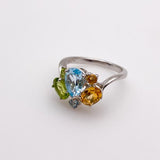 Anillo de Topacio azul, Citrino y Peridoto - Anillos