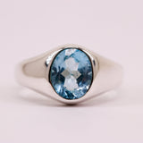 Anillo de Topacio Azul elaborado en plata 950 - Anillos