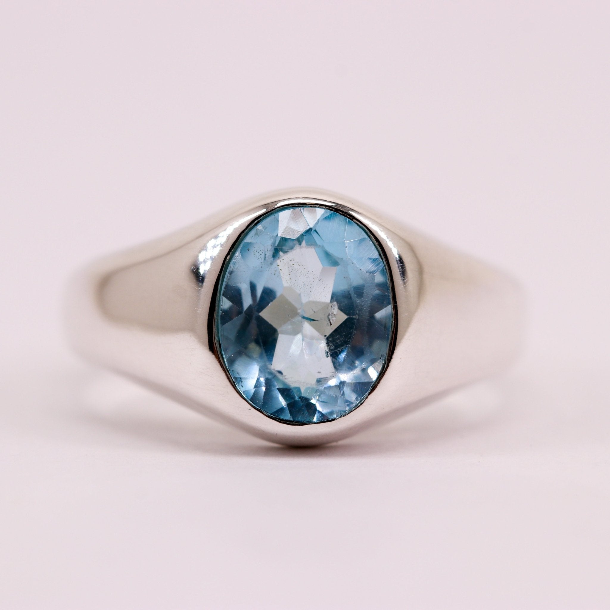Anillo de Topacio Azul elaborado en plata 950 - Anillos