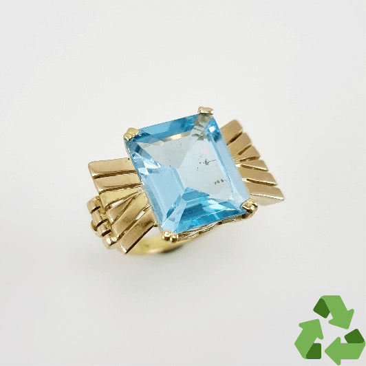 Anillo de Topacio Azul en oro 18 k - Anillos