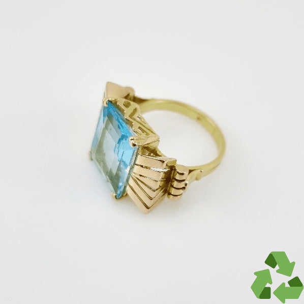 Anillo de Topacio Azul en oro 18 k - Anillos