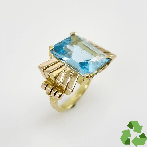 Anillo de Topacio Azul en oro 18 k - Anillos