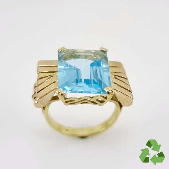 Anillo de Topacio Azul en oro 18 k - Anillos