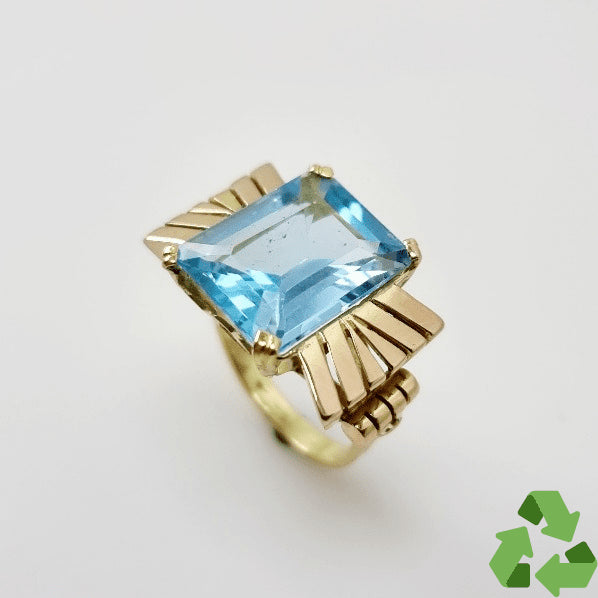 Anillo de Topacio Azul en oro 18 k - Anillos