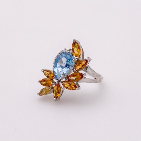 Anillo de Topacio Azul y citrino - Anillos