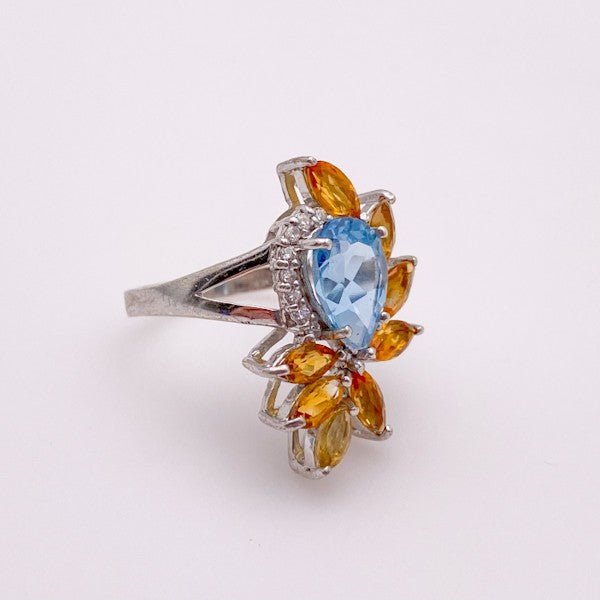 Anillo de Topacio Azul y citrino - Anillos