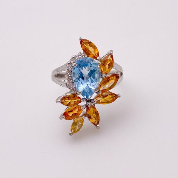 Anillo de Topacio Azul y citrino - Anillos