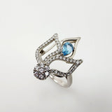 Anillo de Topacio Azul y cubic zirconia - Anillos