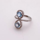 Anillo de topacio azul y cubic zirconia - Anillos