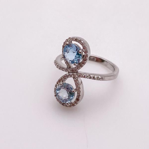 Anillo de topacio azul y cubic zirconia - Anillos