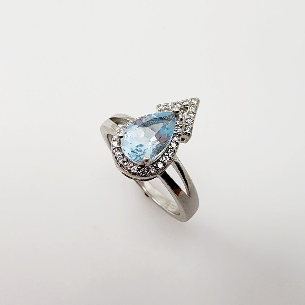 Anillo de Topacio Azul y cubic zirconia - Anillos