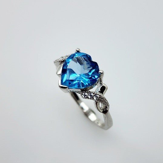 Anillo de Topacio Azul y cubic zirconia - Anillos