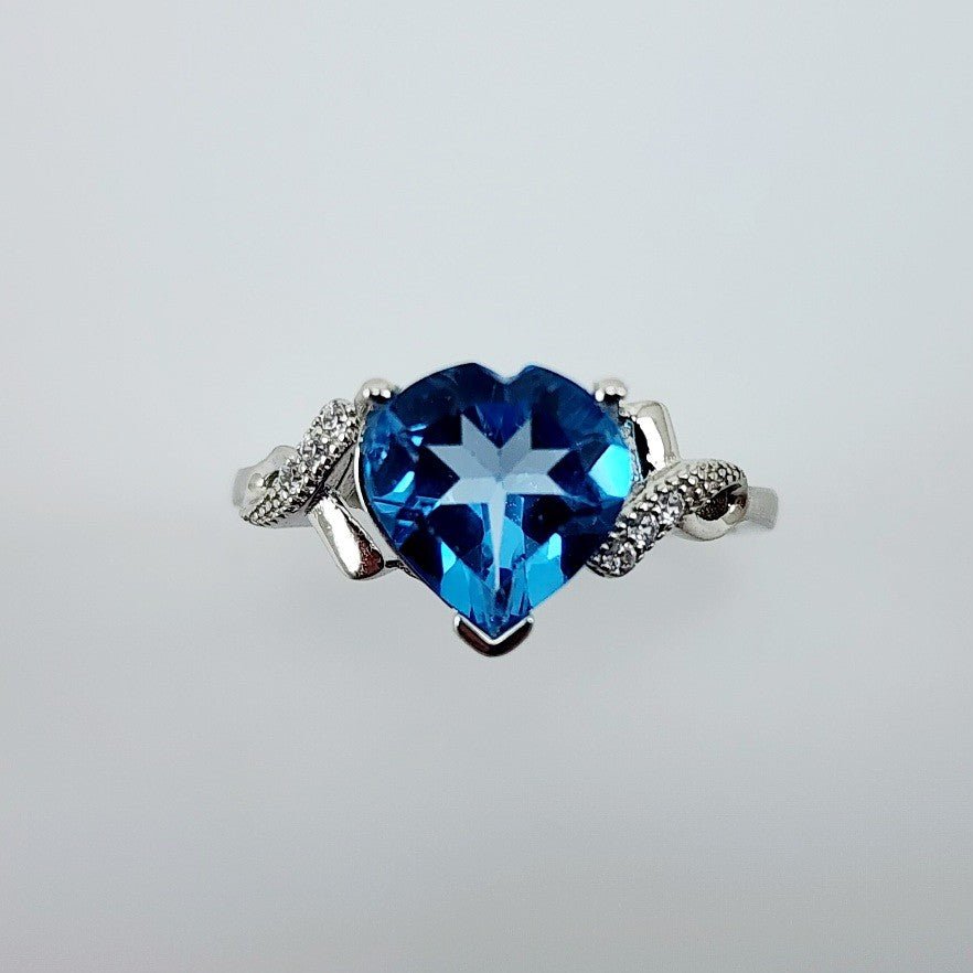 Anillo de Topacio Azul y cubic zirconia - Anillos