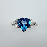 Anillo de Topacio Azul y cubic zirconia - Anillos