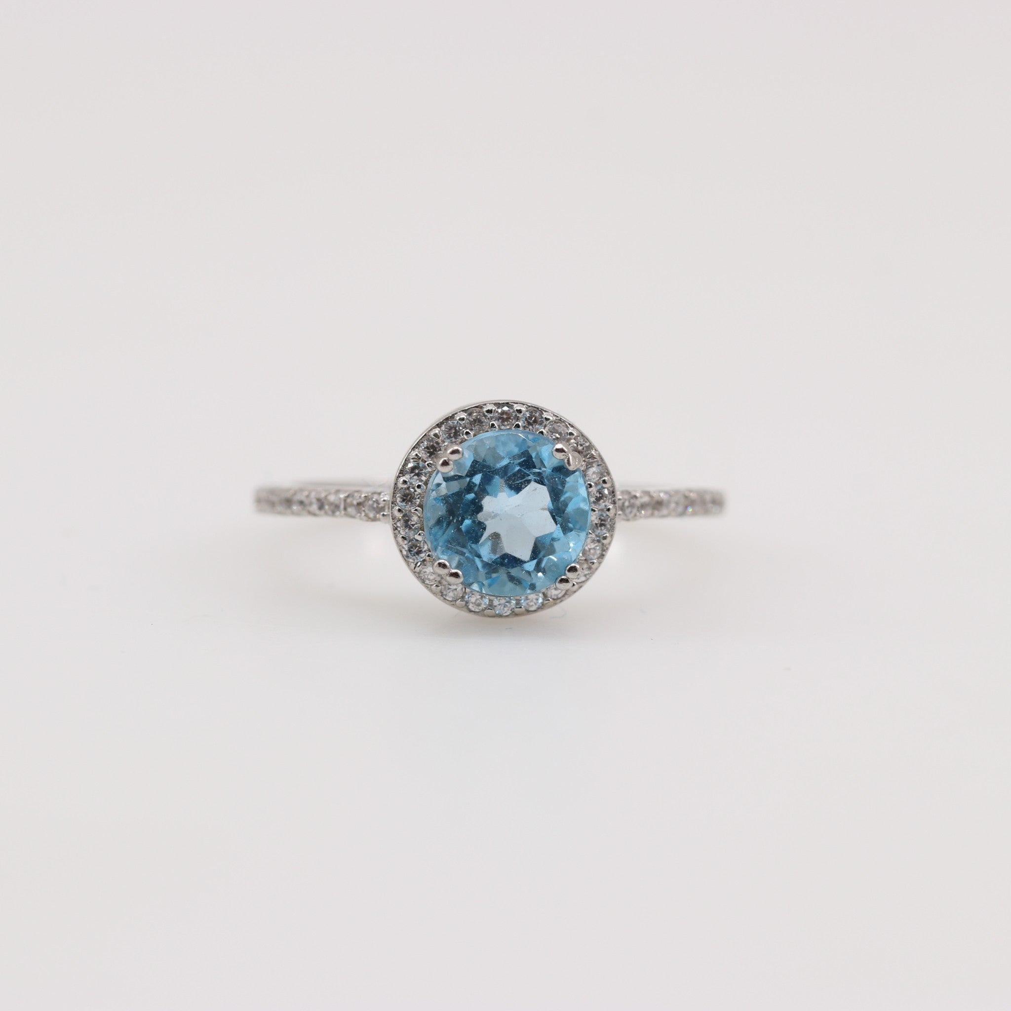 Anillo de Topacio Azul y cubic zirconia - Anillos