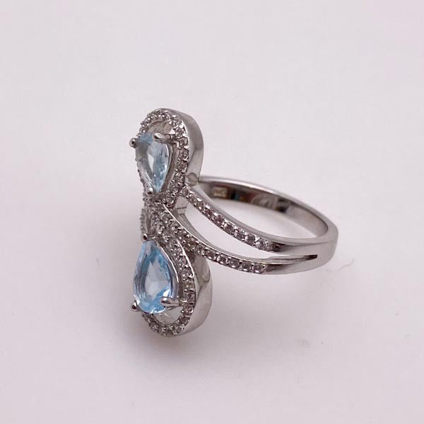Anillo de topacio azul y cubic zirconia - Anillos