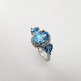 Anillo de Topacio Azul y cubic zirconia - Anillos
