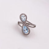 Anillo de topacio azul y cubic zirconia - Anillos