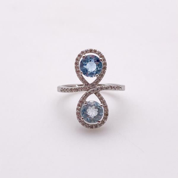 Anillo de topacio azul y cubic zirconia - Anillos