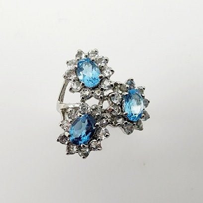Anillo de Topacio Azul y Topacio Blanco - Anillos
