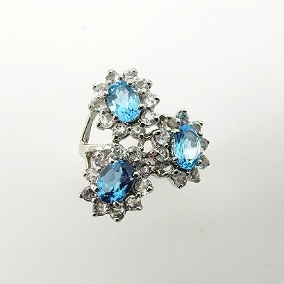 Anillo de Topacio Azul y Topacio Blanco - Anillos