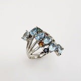 Anillo de Topacio azul y zafiros - Anillos