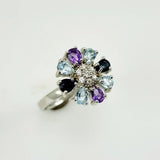 Anillo de Topacio azul, zafiro, amatista y cubic zirconia - Anillos
