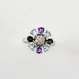 Anillo de Topacio azul, zafiro, amatista y cubic zirconia - Anillos