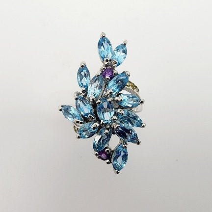Anillo de Topacio azul, zafiro y amatista - Anillos