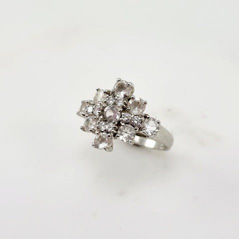 Anillo de topacio blanco y cubic zirconia - Anillos