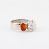 Anillo de Topacio Blanco y opalo de fuego - Anillos