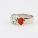 Anillo de Topacio Blanco y opalo de fuego - Anillos