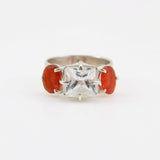 Anillo de Topacio Blanco y opalo de fuego - Anillos