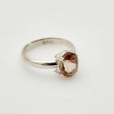 Anillo de Topacio Imperial Naranja Rojizo en Plata 950 vista lateral- Anillos