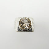 Anillo de Topacio Imperial con Banda Forjada en Plata 950 - Anillos