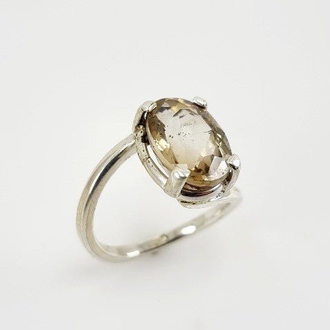 Anillo de Topacio Imperial en Plata 950 vista lateral - Anillos