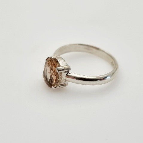 Anillo de Topacio Imperial Naranja Rojizo en Plata 950- Anillos
