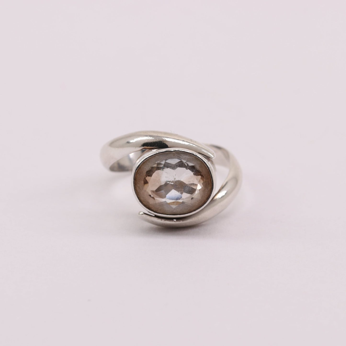 Anillo de Topacio Imperial Bi-color Oval en Plata 950 (naranja y azul) Talla Nº18 - Anillos