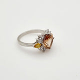 Anillo de Topacio Imperial, citrino y cubic zirconia - Anillos