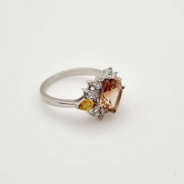 Anillo de Topacio Imperial, citrino y cubic zirconia - Anillos