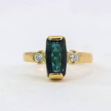 Anillo de Turmalina azul y Diamantes en oro 18 - Anillos