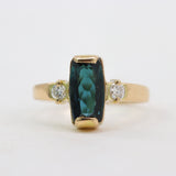 Anillo de Turmalina azul y Diamantes en oro 18 - Anillos
