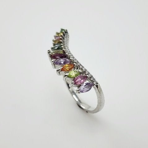 Anillo de Turmalina multicolores y cubic zirconia - Anillos
